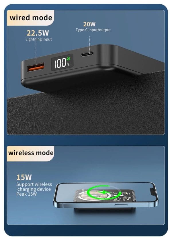 15000mah Power Bank Transparent Magnetic Wireless Charging - Image 5