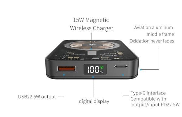15000mah Power Bank Transparent Magnetic Wireless Charging - Image 7