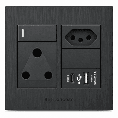 4x4 Usb/euro/single Socket Black Design - Hello Today