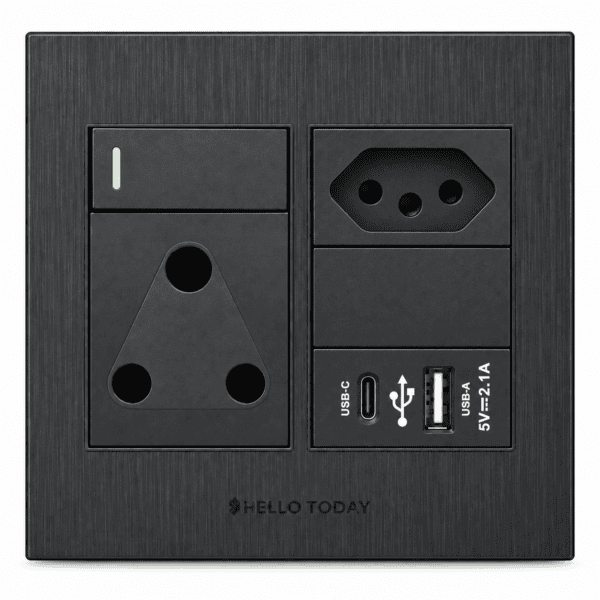 4x4 Usb/euro/single Socket Black Design - Hello Today