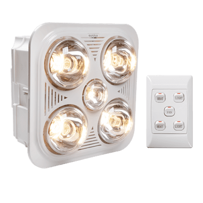 Eurolux Bathroom Square 5 in 1 White Heater Light & Extractor C86W