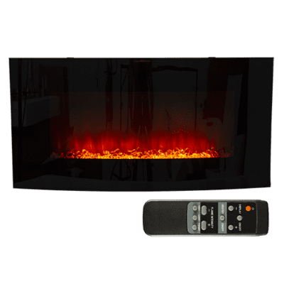 Eurolux Fireplace Decorative Curved Glass Indoor with Crystals 1800W 230V - RHE7
