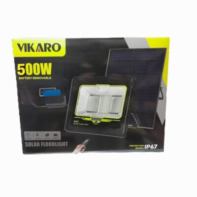 VIKARO 500W LED SOLAR FLOOD LIGHT - REPLACEABLE BATTERY V-500W