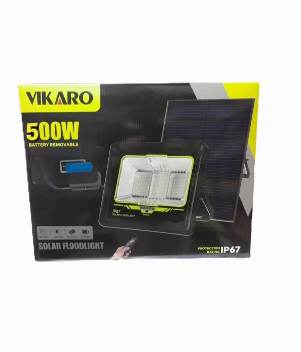 VIKARO 500W LED SOLAR FLOOD LIGHT - REPLACEABLE BATTERY V-500W