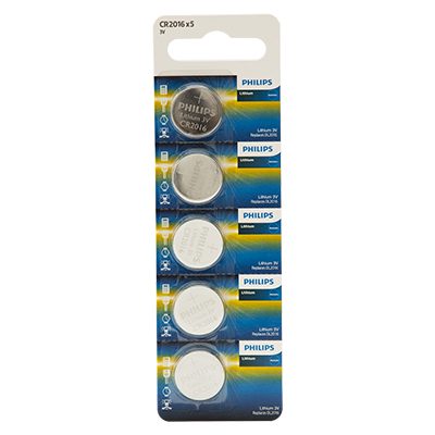 Image of Philips CR2016 Lithium Coin Battery 3V 5 Blister AV575