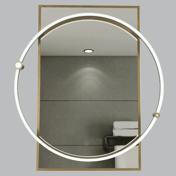 BRIGHTSTAR ML063 ANTIQUE BRASS RECTANGULAR MIRROR CCT 18W LED