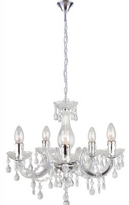 Eurolux Odile Acrylic 5 Light  Chandelier 440mm Clear