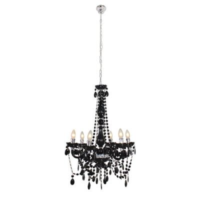 Eurolux Octave Acrylic 6 Light Chandelier 550mm Black