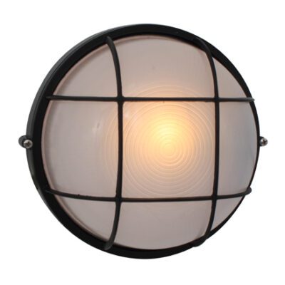 Eurolux Round Large Grid Bulk Head 240mm  Black 1x100w - B41B