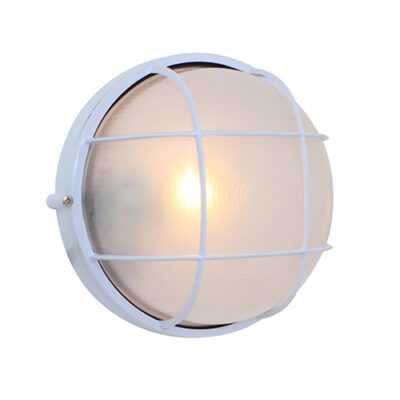 Eurolux Round Large Grid Bulk Head 240mm  White 1x100w - B41W