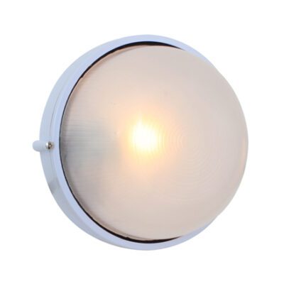 Eurolux Round Large Plain Bulk Head 240mm  White 1x100w - B42W
