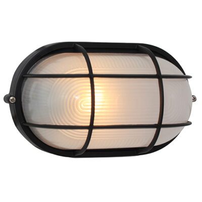 Eurolux Oval Large Grid Bulk Head 270mm  Black - B48B