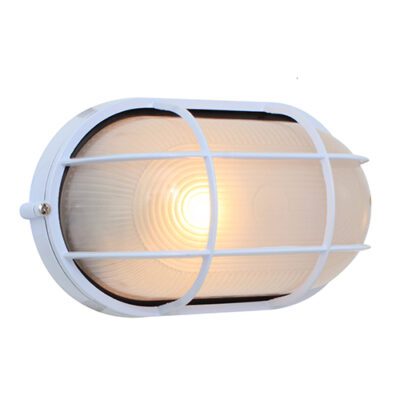Eurolux Oval Large Grid Bulk Head 270mm  White - B48W
