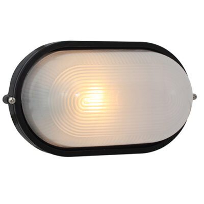 Eurolux Oval Large Plain Bulk Head 280mm  Black 1x100w - B50B