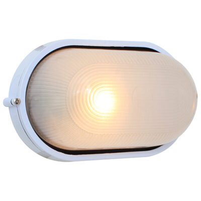 Eurolux Oval Large Plain Bulk Head 280mm  White 1x100w - B50W