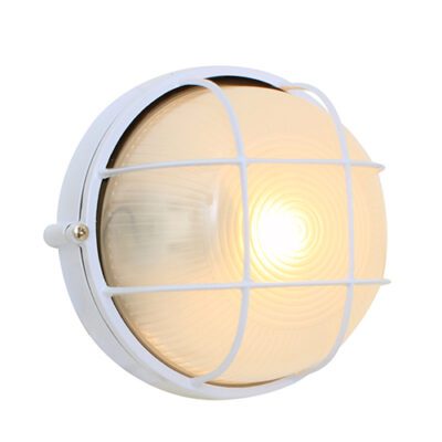 Eurolux Round Small Grid Bulk Head 180mm  White 1x60w - B53B