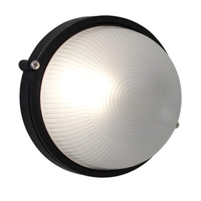 Eurolux Round Small Plain Bulk Head 180mm  Black 1x60w - B55B