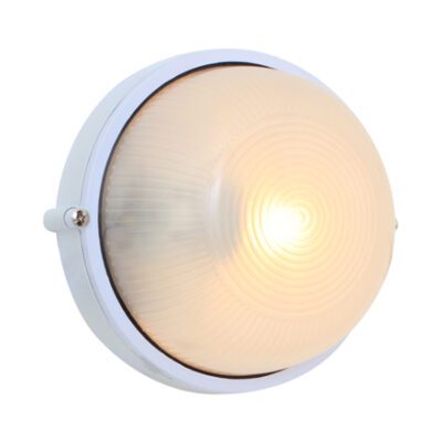 Eurolux Round Small Plain Bulk Head 180mm  White E27 1x60w - B55W