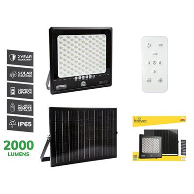 Radiant Solar Floodlight & Remote LED 13W 2000lm  6500K - RFS74