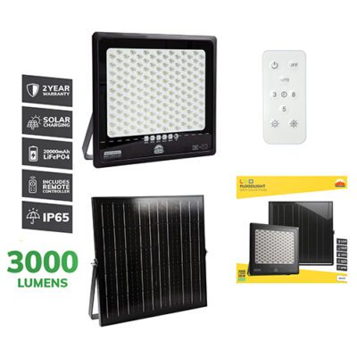 Radiant Solar Floodlight & Remote LED 20W 3000lm  6500K - RFS75