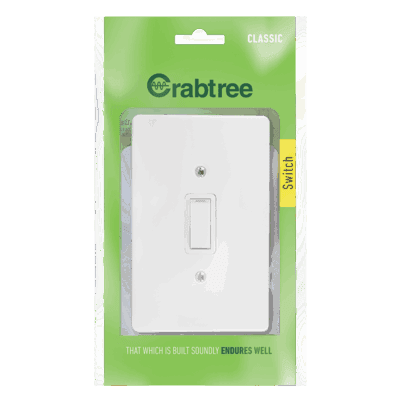 Crabtree Classic 1 Lever 1 Way Switch With Cover Plate 50x100mm