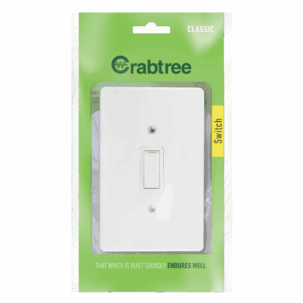 Crabtree Classic 1 Lever 1 Way Switch With Cover Plate 50x100mm