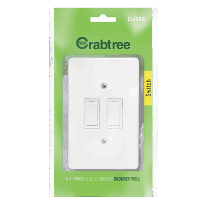 Crabtree Classic 2 Lever 1 Way Switch With Cover Plate 50x100mm