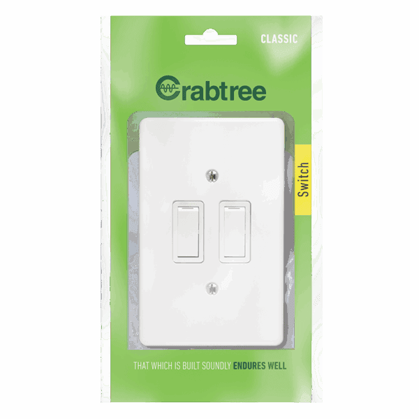 Crabtree Classic 2 Lever 1 Way Switch With Cover Plate 50x100mm
