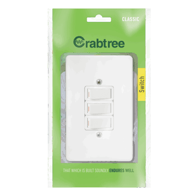 Crabtree Classic 3 Lever 1 Way Switch With Cover Plate 50x100mm