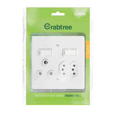 Crabtree Classic Combo Socket Monoblock With Cover Plate 100x100mm 16A