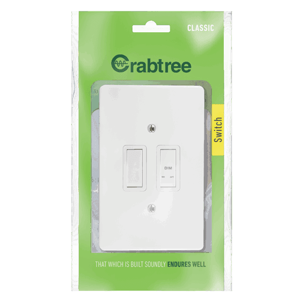 Crabtree Classic 2 Lever 500w LED Bell Press Dimmer Complete 50x100mm