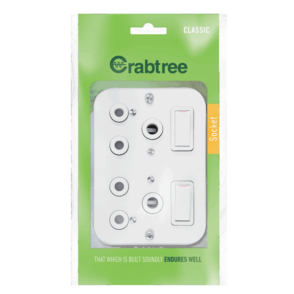 Crabtree Classic Industrial Double STD 164-1 Switched Socket on Surface Box 119x83mm
