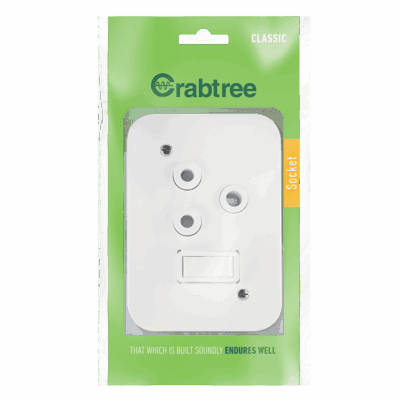 Crabtree Classic Industrial Single Switched 164-1 STD Socket on Surface Box 119x83mm