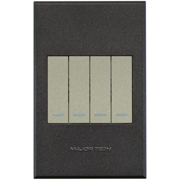 VETi 3 POLA - Four Lever Switch Cover Plate Titanium/Graphite - Monoblock