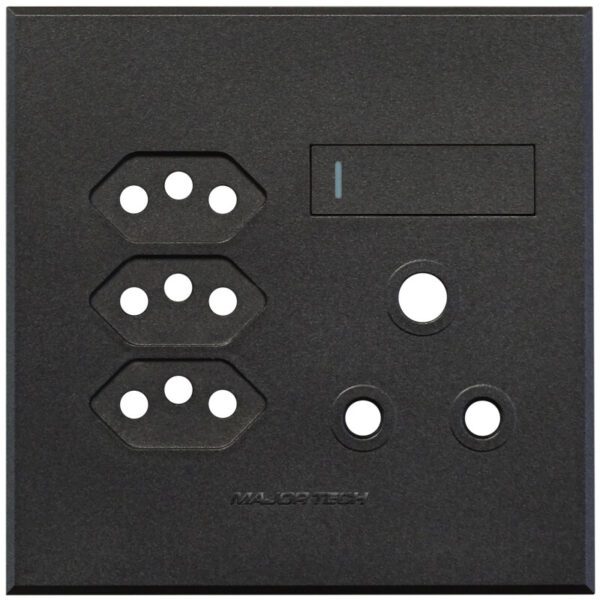 VETi 3 POLA - V-Slim & RSA Socket Cover Plate Graphite/Graphite - Monoblock