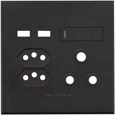 VETi 3 POLA - USB, V-Slim & RSA Socket Cover Plate Graphite/Graphite - Monoblock