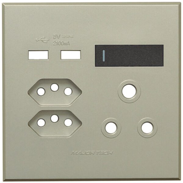 VETi 3 POLA - USB, V-Slim & RSA Socket Cover Plate Graphite/Titanium - Monoblock