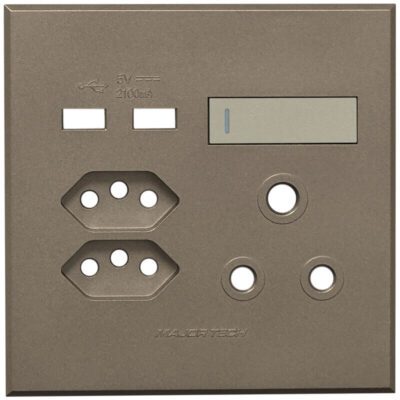 VETi 3 POLA - USB, V-Slim & RSA Socket Cover Plate Titanium/Bronze - Monoblock