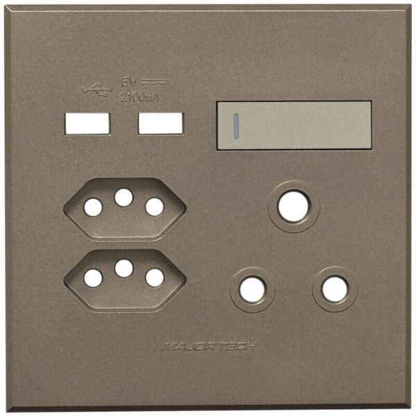 VETi 3 POLA - USB, V-Slim & RSA Socket Cover Plate Titanium/Bronze - Monoblock