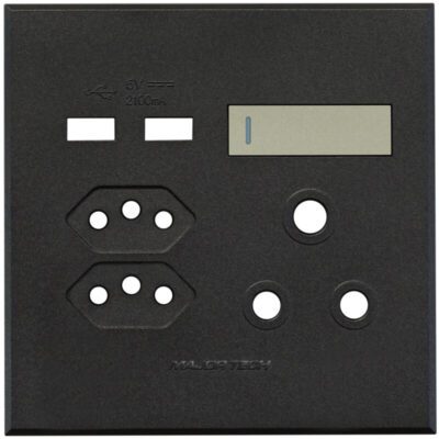 VETi 3 POLA - USB, V-Slim & RSA Socket Cover Plate Titanium/Graphite - Monoblock