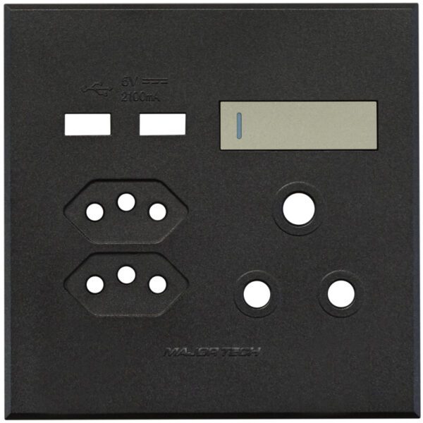 VETi 3 POLA - USB, V-Slim & RSA Socket Cover Plate Titanium/Graphite - Monoblock