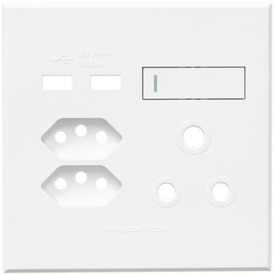 VETi 3 POLA - USB, V-Slim & RSA Socket Cover Plate White - Monoblock