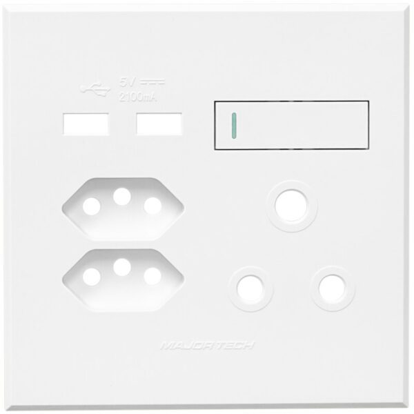 VETi 3 POLA - USB, V-Slim & RSA Socket Cover Plate White - Monoblock