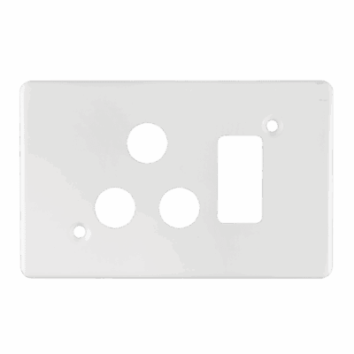 Crabtree Classic Single Socket Cover Plate Steel White 100x50mm