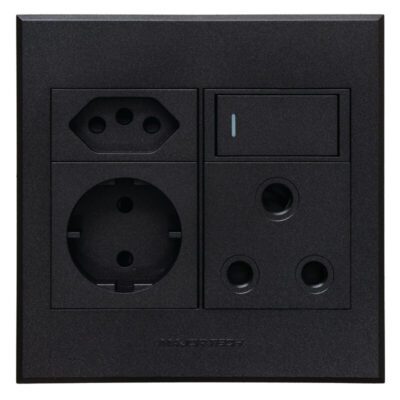 VETi 3 AURA - Round 2 Pin Plug Socket - Graphite/Graphite Complete