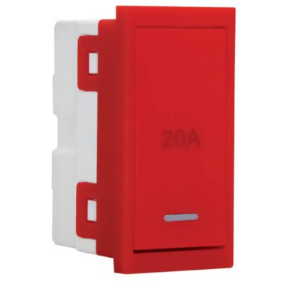 VETi 3 AURA - 20A Double Pole Isolator Switch Module - Red Modular