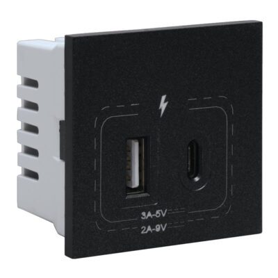 VETi 3 AURA - 18W Combined USB A & C Socket Module - Graphite Modular