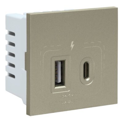 VETi 3 AURA - 18W Combined USB A & C Socket Module - Titanium Modular