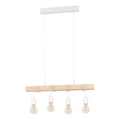 Eurolux Townshend  4 Light Pendant White/Wood - P1210W