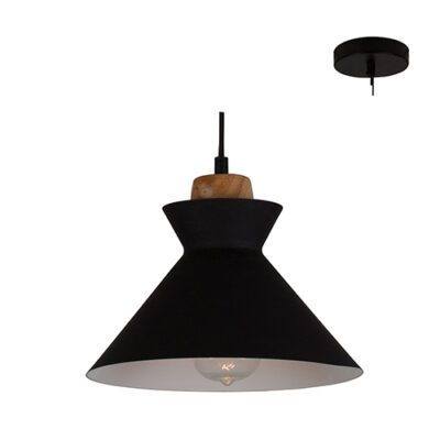 Eurolux Charlotte  Pendant 255mm Black/Wood - P980B
